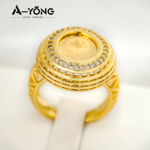 AYONG Totem Coin Rings 18k Plated Zircon Middle East Jewelry