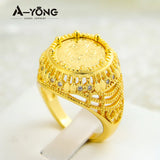 AYONG Totem Coin Rings 18k Plated Zircon Middle East Jewelry