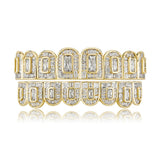Hip Hop Iced Out Teeth Grillz Silver Grills Top & Bottom Caps
