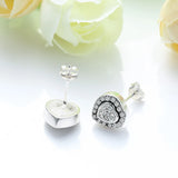 925 Silver Heart Stud Earrings for Women S925 Stamped Lovely Valentine Gift