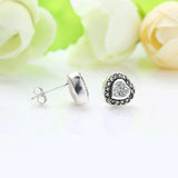 925 Silver Heart Stud Earrings for Women S925 Stamped Lovely Valentine Gift