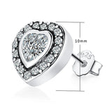 925 Silver Heart Stud Earrings for Women S925 Stamped Lovely Valentine Gift