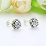 925 Silver Heart Stud Earrings for Women S925 Stamped Lovely Valentine Gift