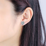925 Silver Heart Stud Earrings for Women S925 Stamped Lovely Valentine Gift