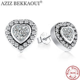 925 Silver Heart Stud Earrings for Women S925 Stamped Lovely Valentine Gift