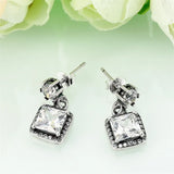 925 Silver CZ Stud Earrings Sparkling Crystal Wedding Jewelry