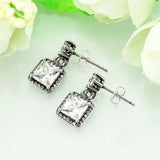 925 Silver CZ Stud Earrings Sparkling Crystal Wedding Jewelry