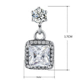 925 Silver CZ Stud Earrings Sparkling Crystal Wedding Jewelry
