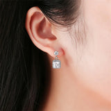 925 Silver CZ Stud Earrings Sparkling Crystal Wedding Jewelry