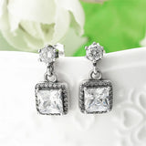 925 Silver CZ Stud Earrings Sparkling Crystal Wedding Jewelry