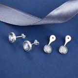 925 Silver Elegance Earrings Clear CZ Crystals Women Wedding Jewelry