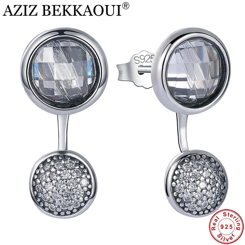 925 Silver Elegance Earrings Clear CZ Crystals Women Wedding Jewelry