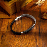 Stainless Steel Mesh Bracelet Men Leather Bangle