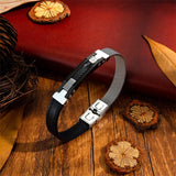 Stainless Steel Mesh Bracelet Men Leather Bangle