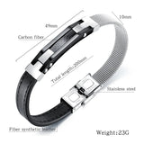 Stainless Steel Mesh Bracelet Men Leather Bangle