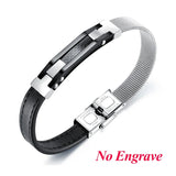 Stainless Steel Mesh Bracelet Men Leather Bangle