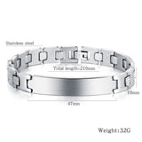 Engraved Stainless Steel Men's Charm Bracelet Punk Logo