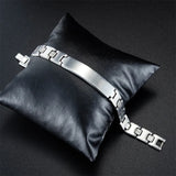 Engraved Stainless Steel Men's Charm Bracelet Punk Logo