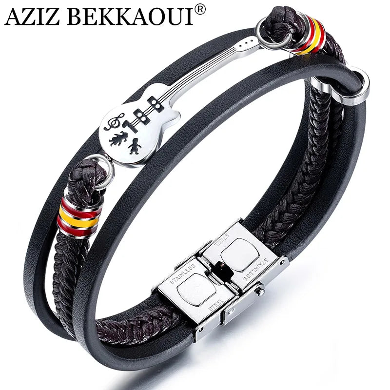 Personalized Stainless Steel Guitar Bracelet for Men
