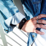 Personalized Men's Leather Bracelet Stainless Steel X-shaped Jewelry