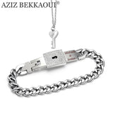 Key Jewelry Lock & key Lover Jewelry Wide Men Bracelet Chain Bracelets Drop