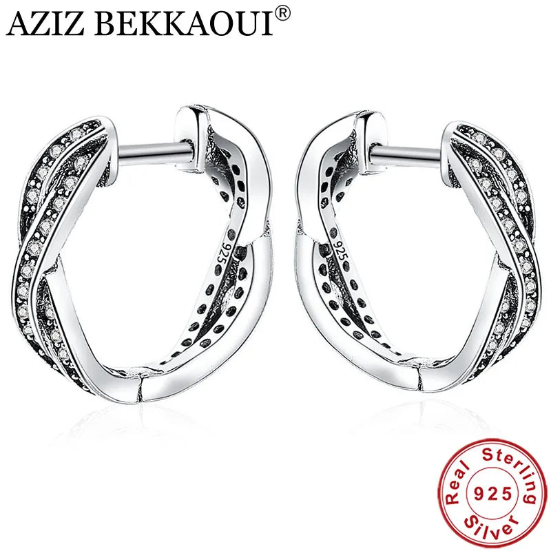 925 Sterling Silver Female Hoop Earrings Classic Silver Jewelry