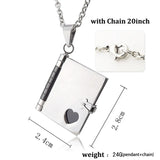 AZIZ BEKKAOUI Book Pendant Necklace Stainless Steel Valentine's Gift