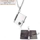 AZIZ BEKKAOUI Book Pendant Necklace Stainless Steel Valentine's Gift