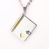 AZIZ BEKKAOUI Book Pendant Necklace Stainless Steel Valentine's Gift