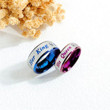 King Queen Couple Rings Titanium Steel with Crown Engraving