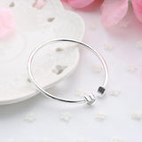 Clear Crystal Heart Charm Bracelet Cuff Bangle for Women