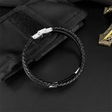 Customizable Leather Bracelet with Diamond Engraving