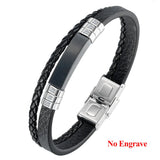 Customizable Leather Bracelet with Diamond Engraving