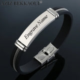 Men's Stainless Steel ID Bracelet Personalized Name Bangle
