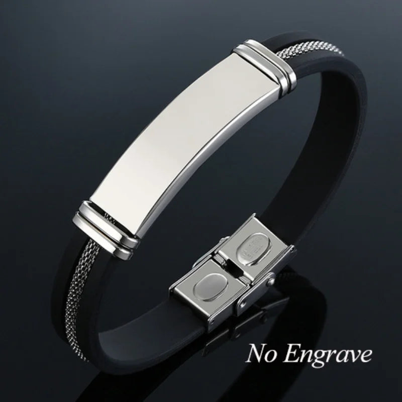 Men's Stainless Steel ID Bracelet Personalized Name Bangle