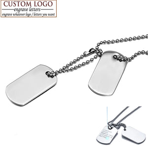 Men Jewelry Dog Tag Pendant Military Army ID Necklace