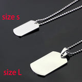Men Jewelry Dog Tag Pendant Military Army ID Necklace