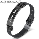 Men's Personalized Engrave Steel Bracelet Inspirational Wristband