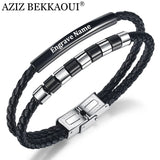 Personalized Engrave Logo Name Bracelet Stainless Steel for Men