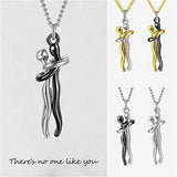 Stainless Steel Couple Hugging Pendant Necklace Kiss Hug Necklace
