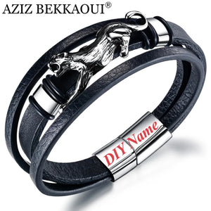 Leopard Leather Bracelet Magnetic Buckle Vintage Style