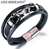 Leopard Leather Bracelet Magnetic Buckle Vintage Style