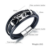 Leopard Leather Bracelet Magnetic Buckle Vintage Style