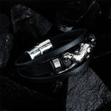 Leopard Leather Bracelet Magnetic Buckle Vintage Style