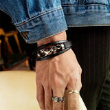 Leopard Leather Bracelet Magnetic Buckle Vintage Style