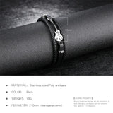 Stainless Steel Guitar Bracelet Logo Leather Bangle for Men