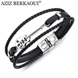 Stainless Steel Guitar Bracelet Logo Leather Bangle for Men