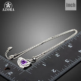Romantic Purple CZ Heart Pendant Necklace Gift
