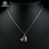 Romantic Purple CZ Heart Pendant Necklace Gift