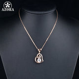 Women's Double Heart Pendant Necklace With 18 Inch Chain